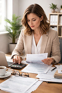 Professional using calculator for Tax Service and Tax Preparation in Noblesville, IN